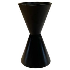 1960s Lagardo Tackett Architectural Pottery Black Hourglass Cone Planter Calif