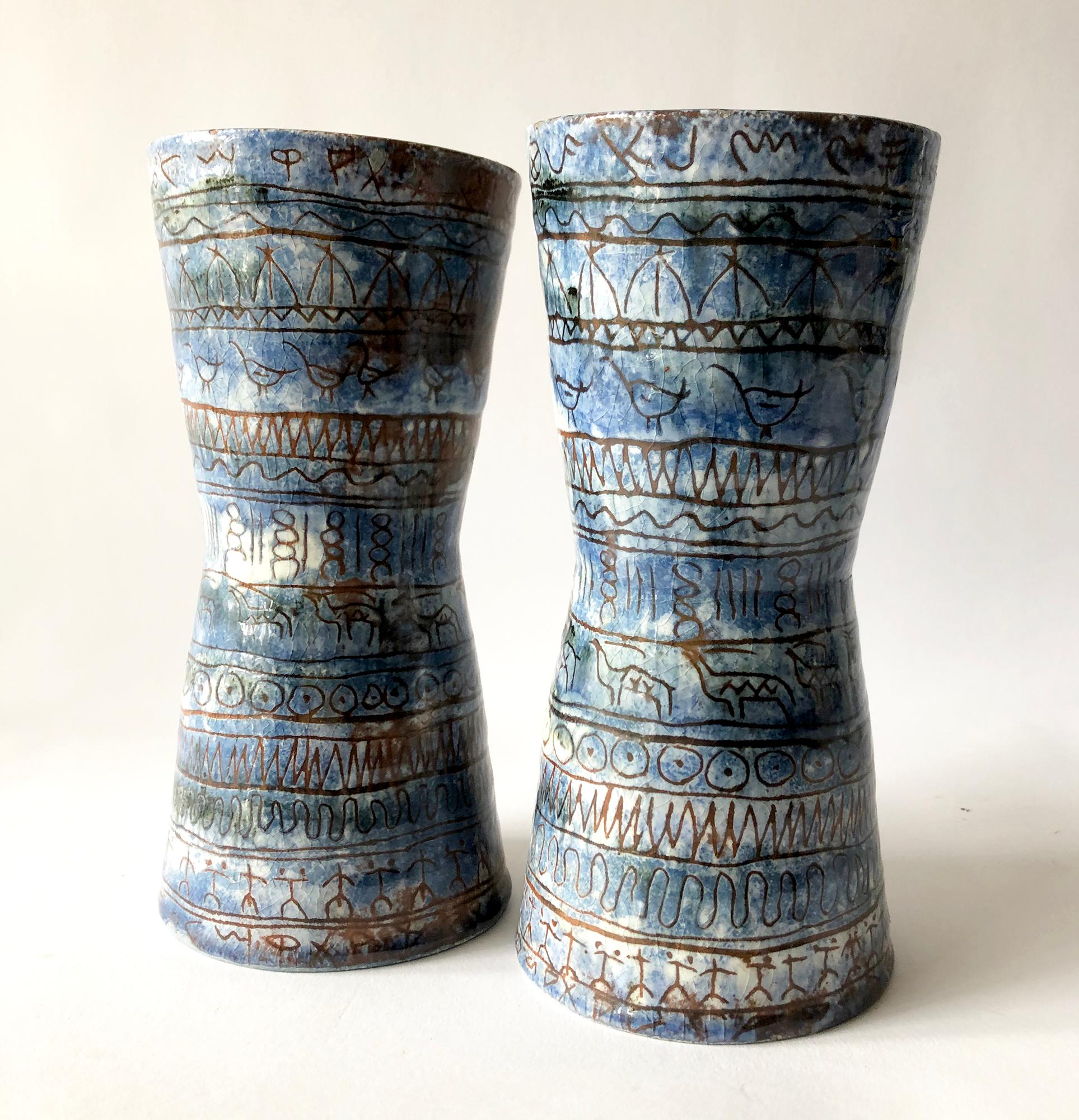 Mid-Century Modern LaGardo Tackett Architectural Pottery Pair of Planter Vessels