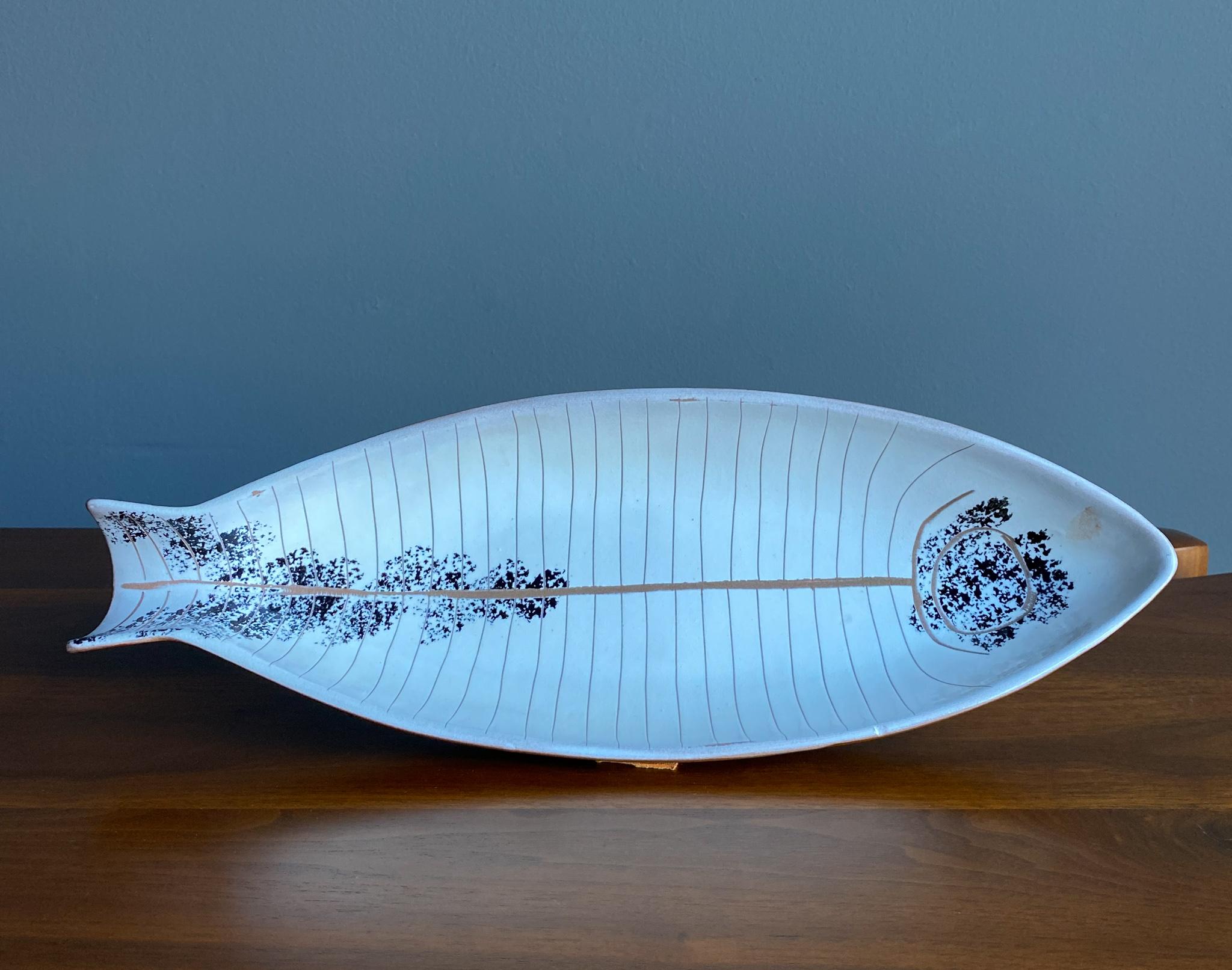 An iconic ceramic Fish platter designed by LaGardo Tackett, circa 1955.