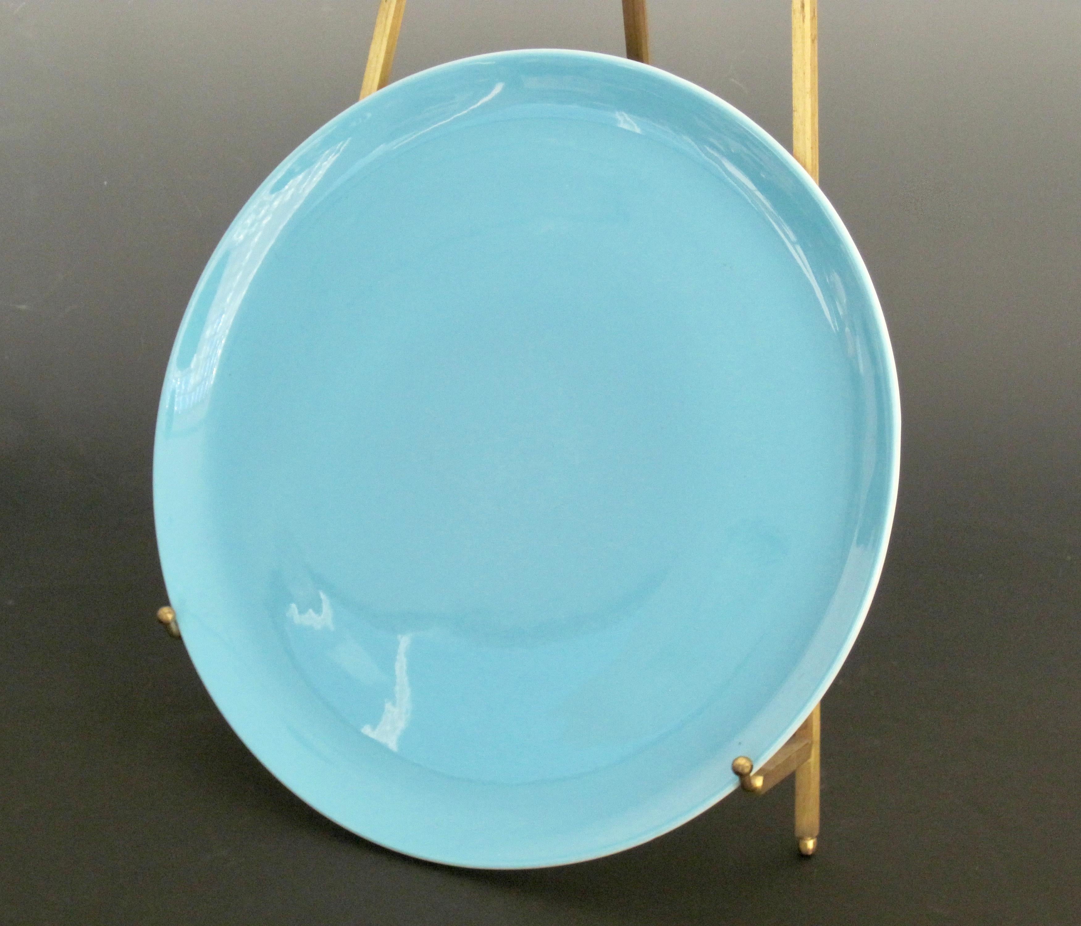 Glazed Lagardo Tackett for Schmid, Four Plates in Ironstone, Forma Blue, Ovenproof For Sale