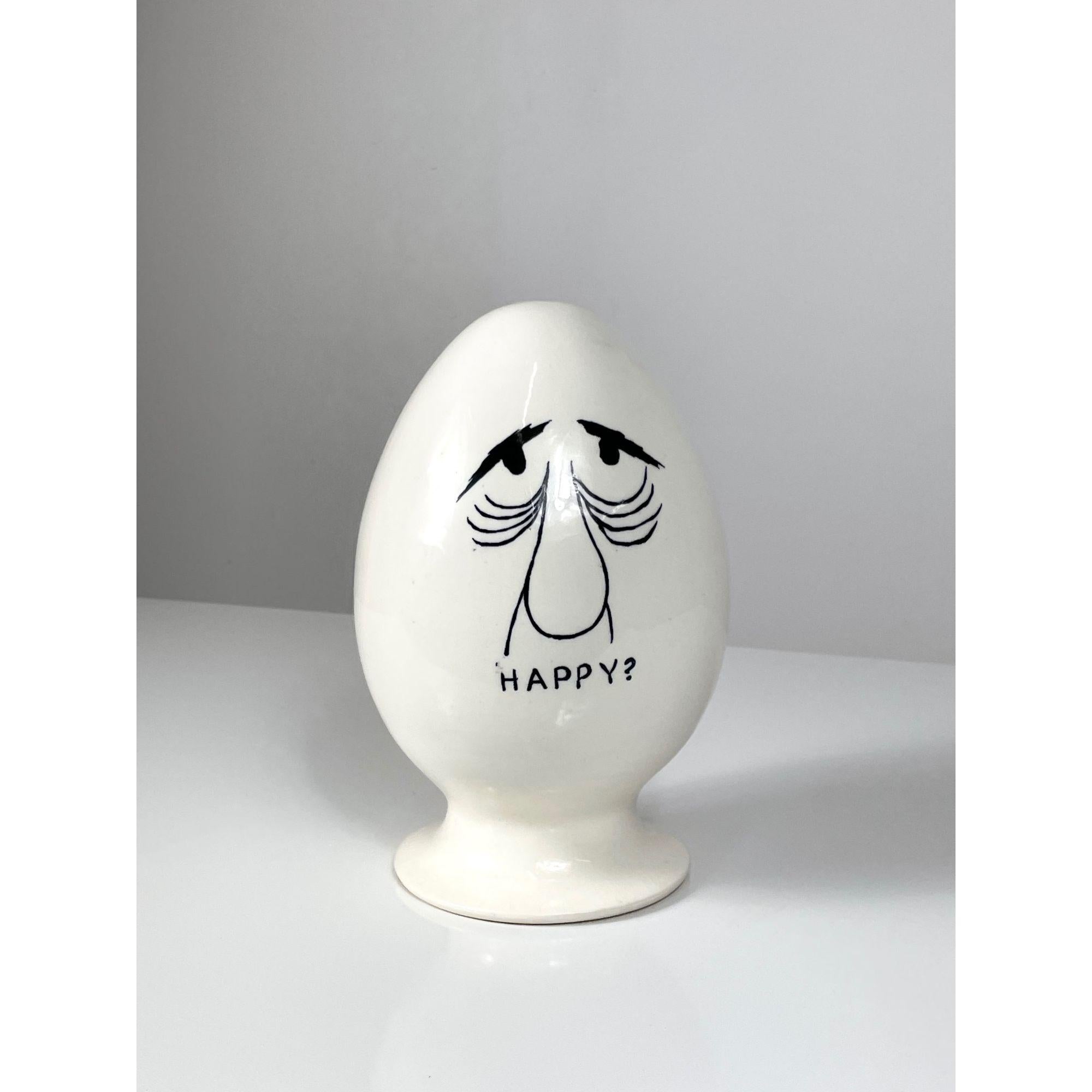 Lagardo Tackett Happy White Ceramic Egg Head Stash Jar Condom Holder 1959 in vendita 1