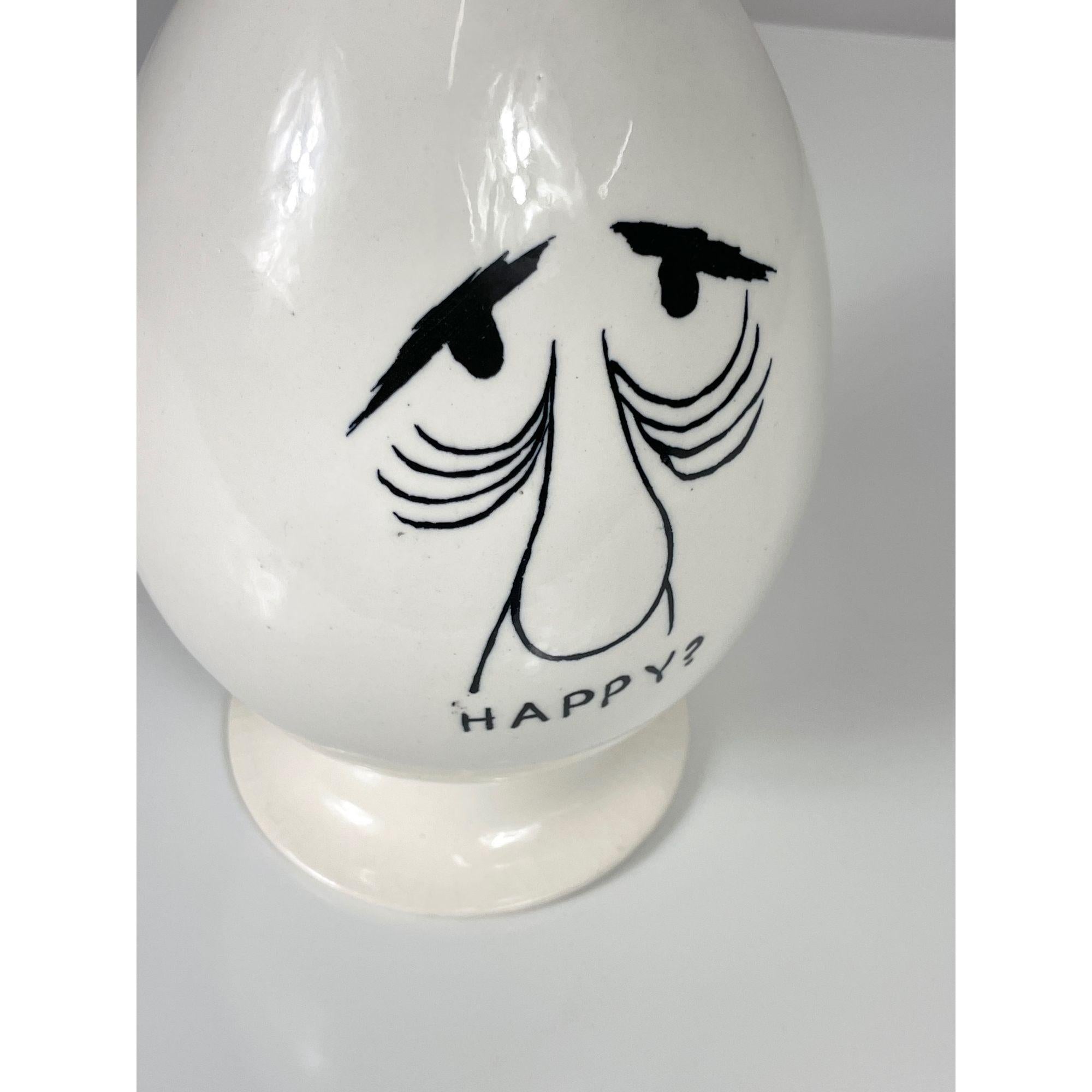 Lagardo Tackett Happy White Ceramic Egg Head Stash Jar Condom Holder 1959 in vendita 2