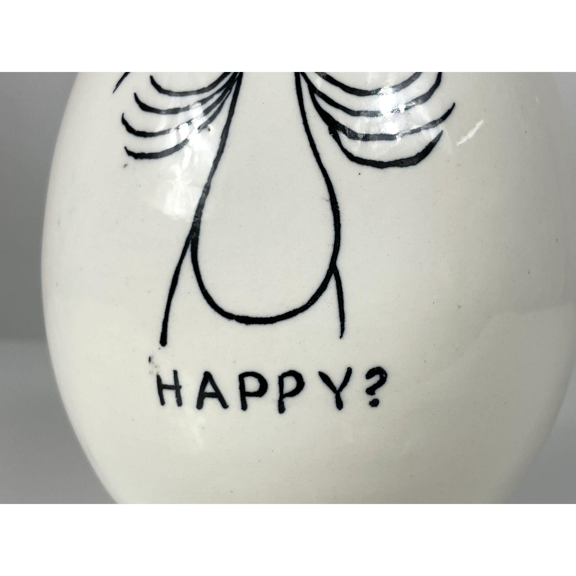 Lagardo Tackett Happy White Ceramic Egg Head Stash Jar Condom Holder 1959 in vendita 3