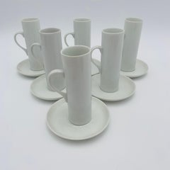 Set di 6 tazze e piattini Demitasse Espresso in porcellana bianca di Lagardo Tackett Schmid