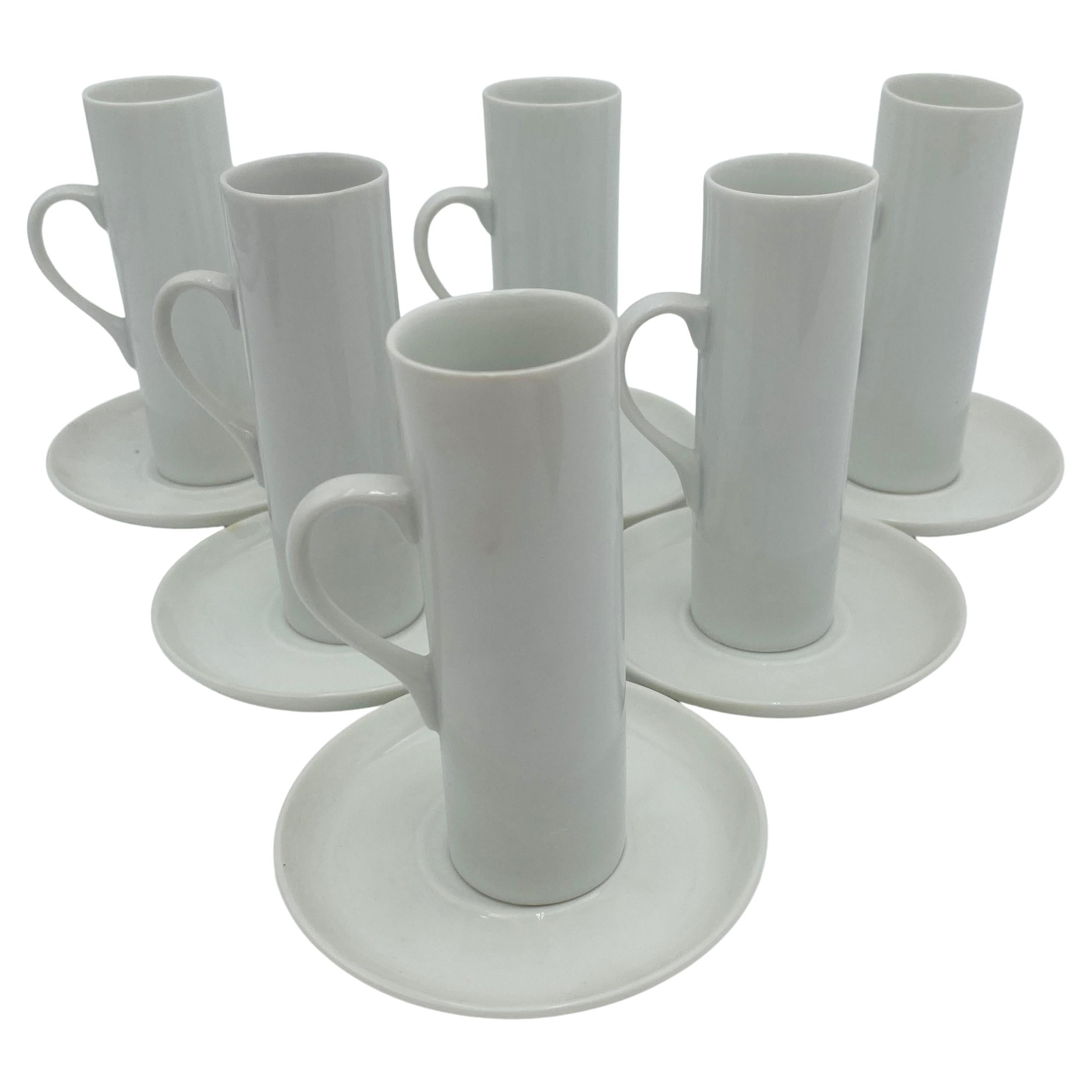 Lagardo Tackett Schmid Juego de 6 tazas y platillos de café espresso de porcelana blanca demitasse
