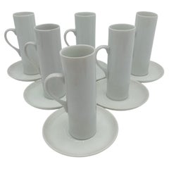 Lagardo Tackett Schmid Juego de 6 tazas y platillos de café espresso de porcelana blanca demitasse