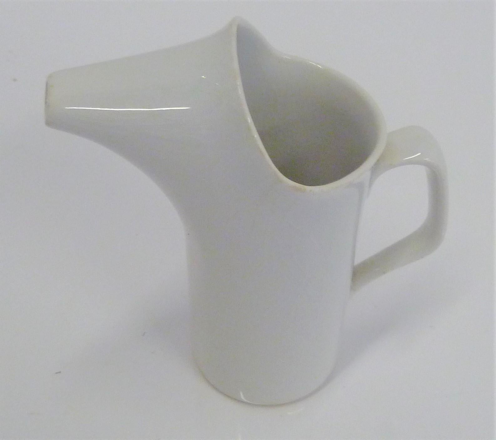 American LaGardo Tackett 'Tack' Modern Grouping of White Cups and Saucers Plus Creamer