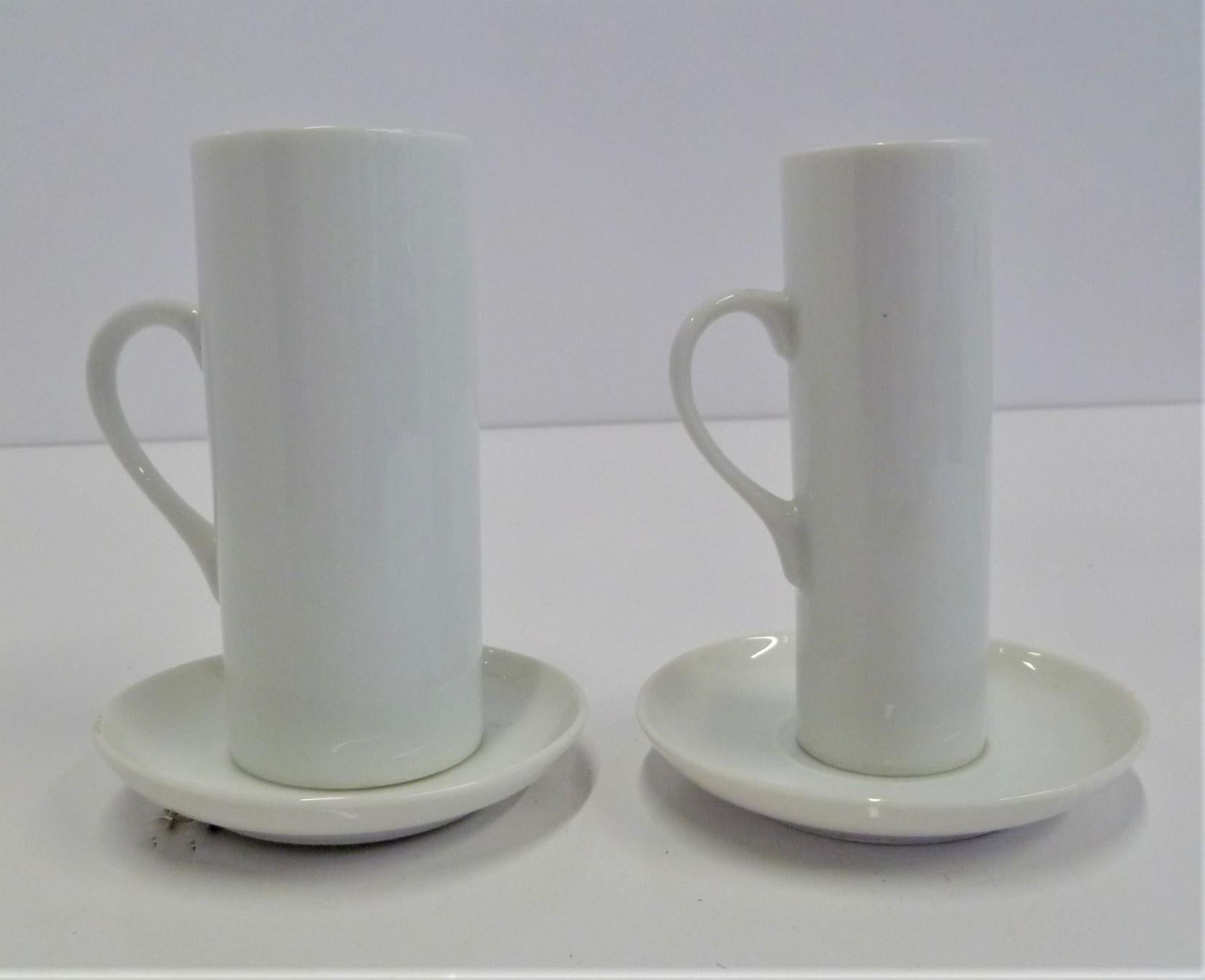 Mid-20th Century LaGardo Tackett 'Tack' Modern Grouping of White Cups and Saucers Plus Creamer