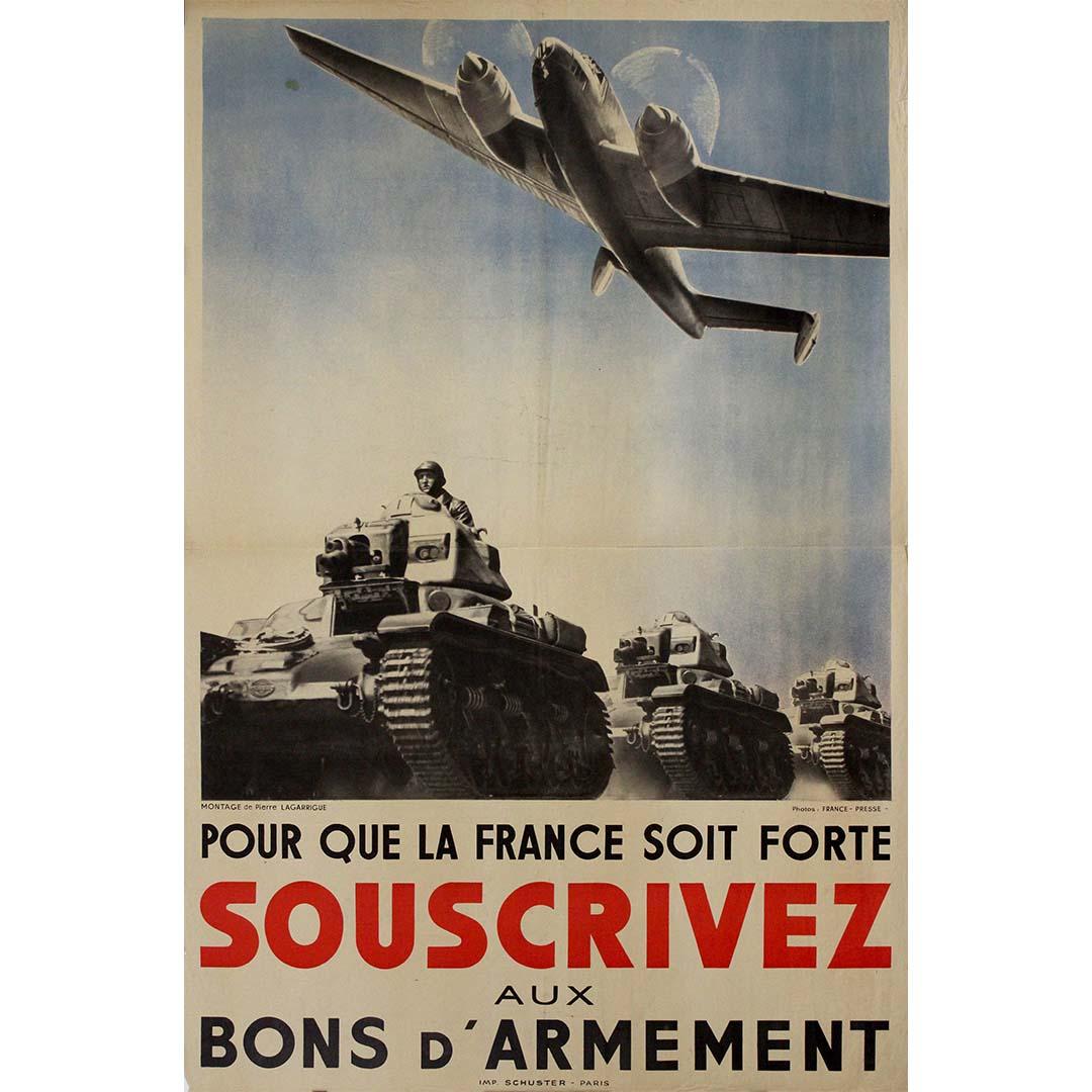 Original circa 1940 French poster - Subscribe to Armament Bonds