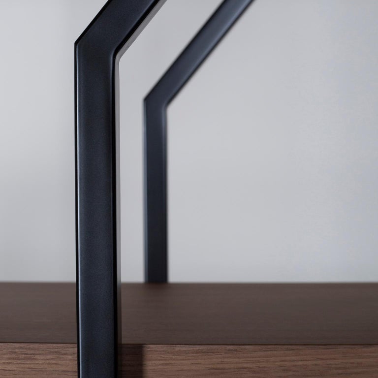 Modern Lage Bookcase Black in Walnut Veneer Dark Oxidized Brass by Greenapple For Sale 3