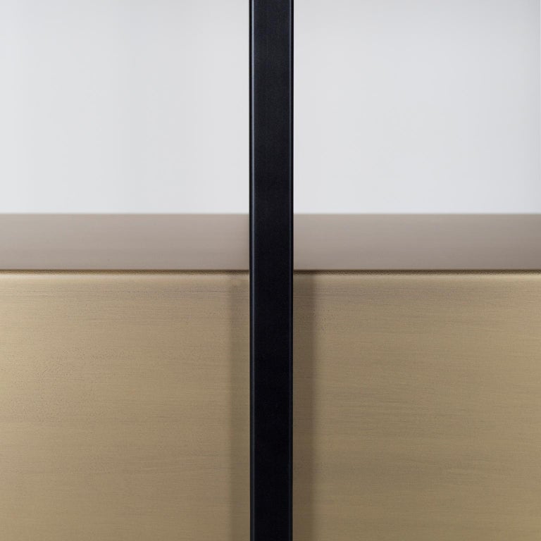 Modern Lage Bookcase Black in Walnut Veneer Dark Oxidized Brass by Greenapple For Sale 4