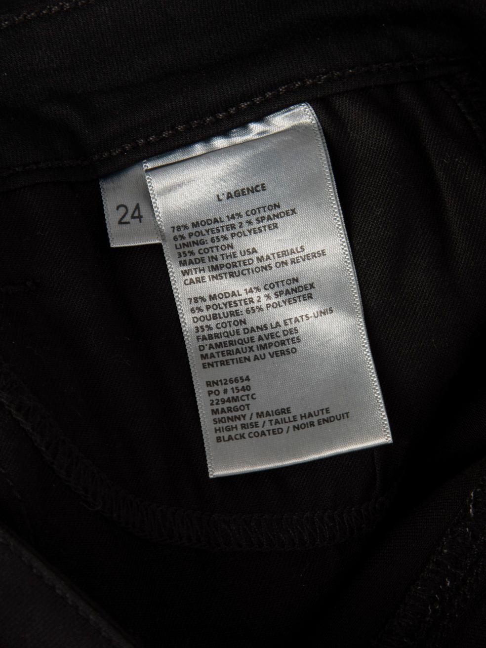 Vaqueros pitillo recubiertos de denim negro L'Agence Talla XS en venta 4