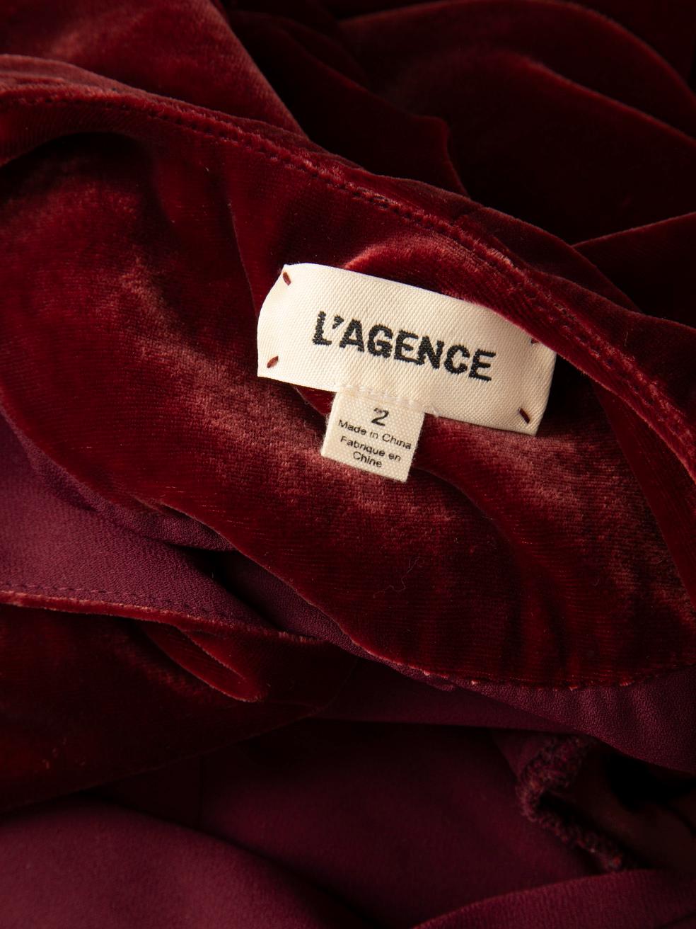 Women's L'Agence Burgundy Velvet Wrap Dress Size XS
