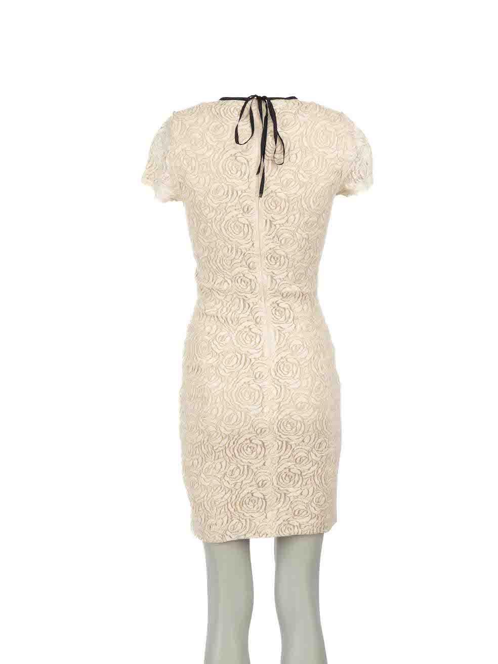 L'Agence Ecru Floral Lace Short Sleeve Mini Dress Size XS In Excellent Condition In London, GB