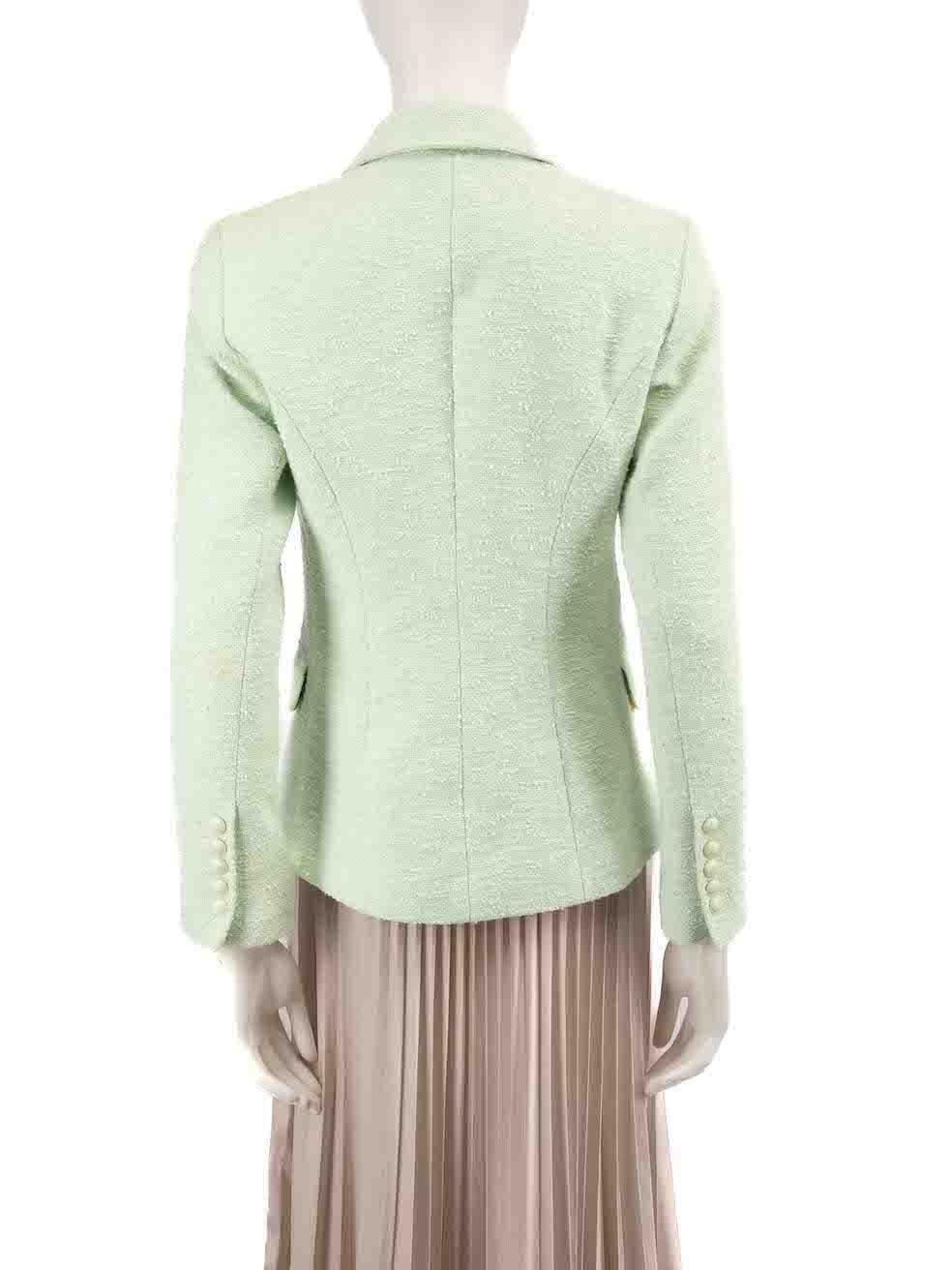 Beige L'Agence Green Tweed Double Breasted Blazer Size XS