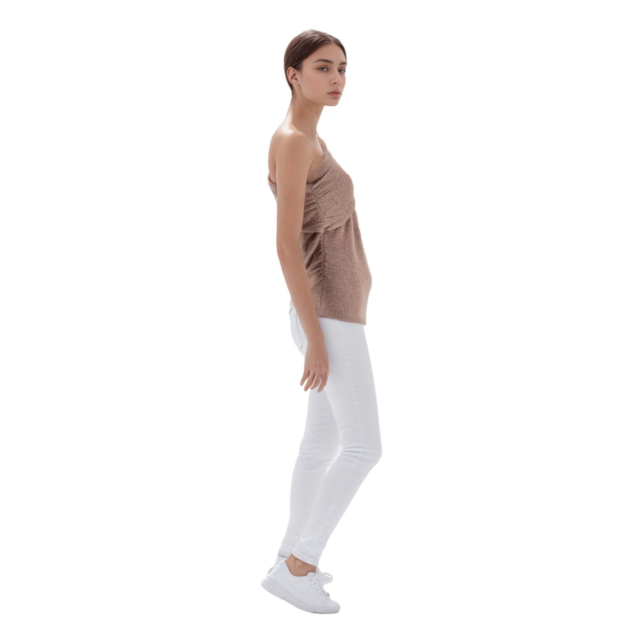 Marrone Top monospalla in misto lana L'Agence in vendita