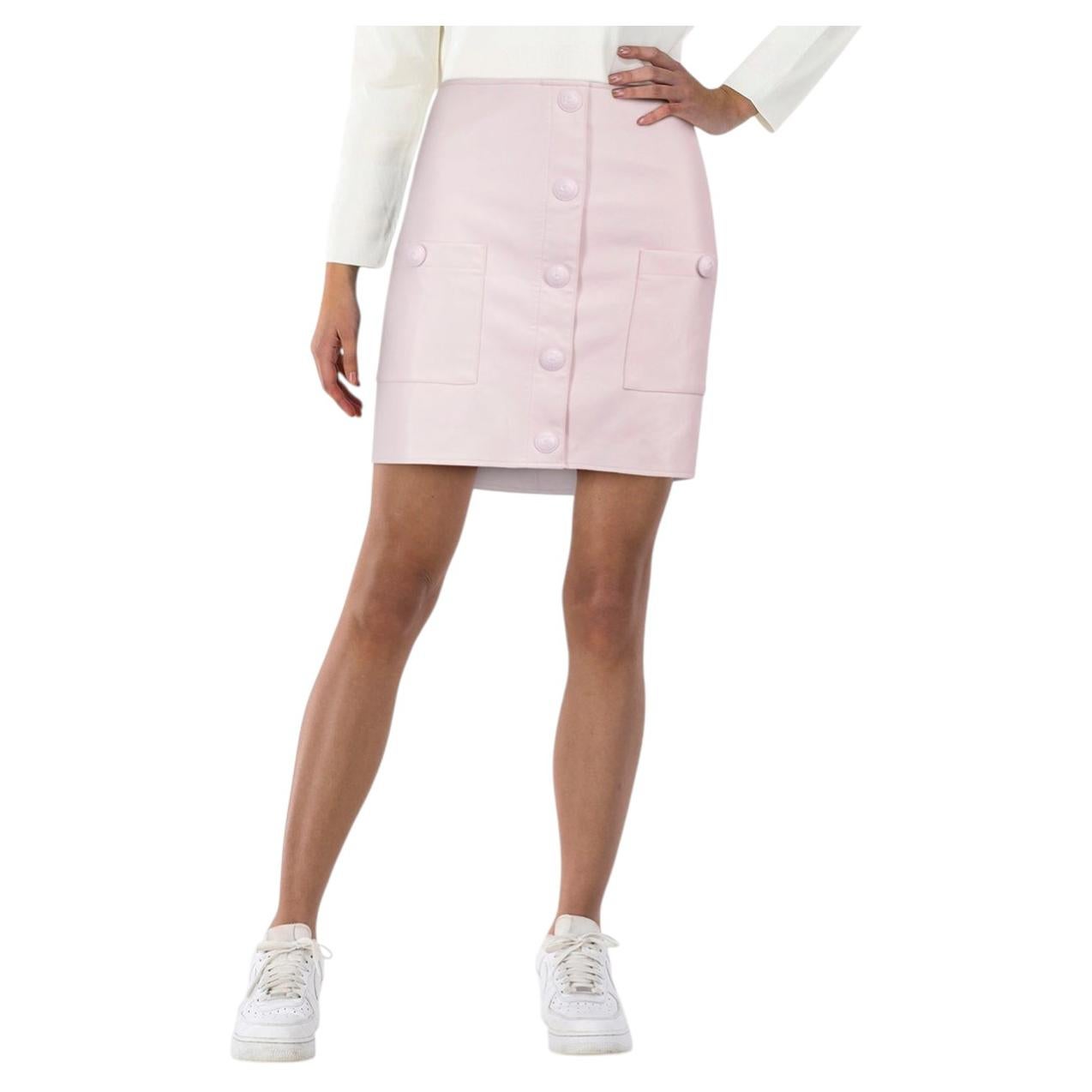 L'Agence Pink Vegan Leather Mini A-Line Skirt Size XXS