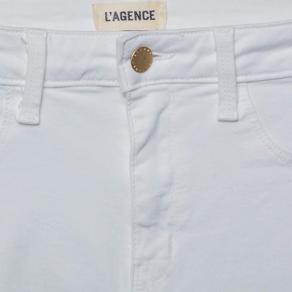Gris L'agence White Denim Zip Detail Skinny Andrea Jeans M