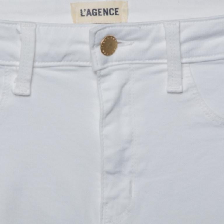 Women's L'agence White Denim Zip Detail Skinny Andrea Jeans M For Sale