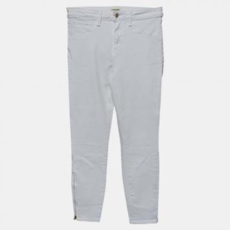L'agence White Denim Zip Detail Skinny Andrea Jeans M For Sale 2