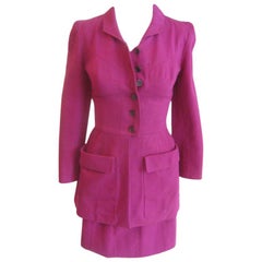 Lagerfeld Fuschia Fitted Button up Jacket with Skirt Suit