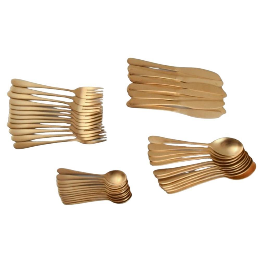 Lagerhaus, Sweden. Dinner Service in Brushed Brass for Twelve People For Sale