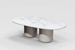 Tavolo da pranzo in marmo Laghi II, finitura opaca, design contemporaneo, Made in Italy