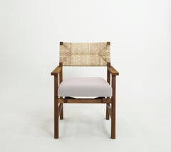 Lago Dining Armchair with Natural Palm Fiber Back, Contemporary Mexican Design