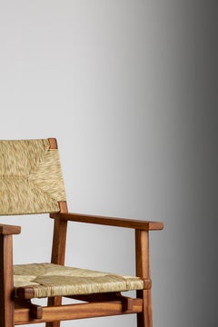 Customizable Modern Dining Armchair Lago, Solid wood, handcrafted natural fiber