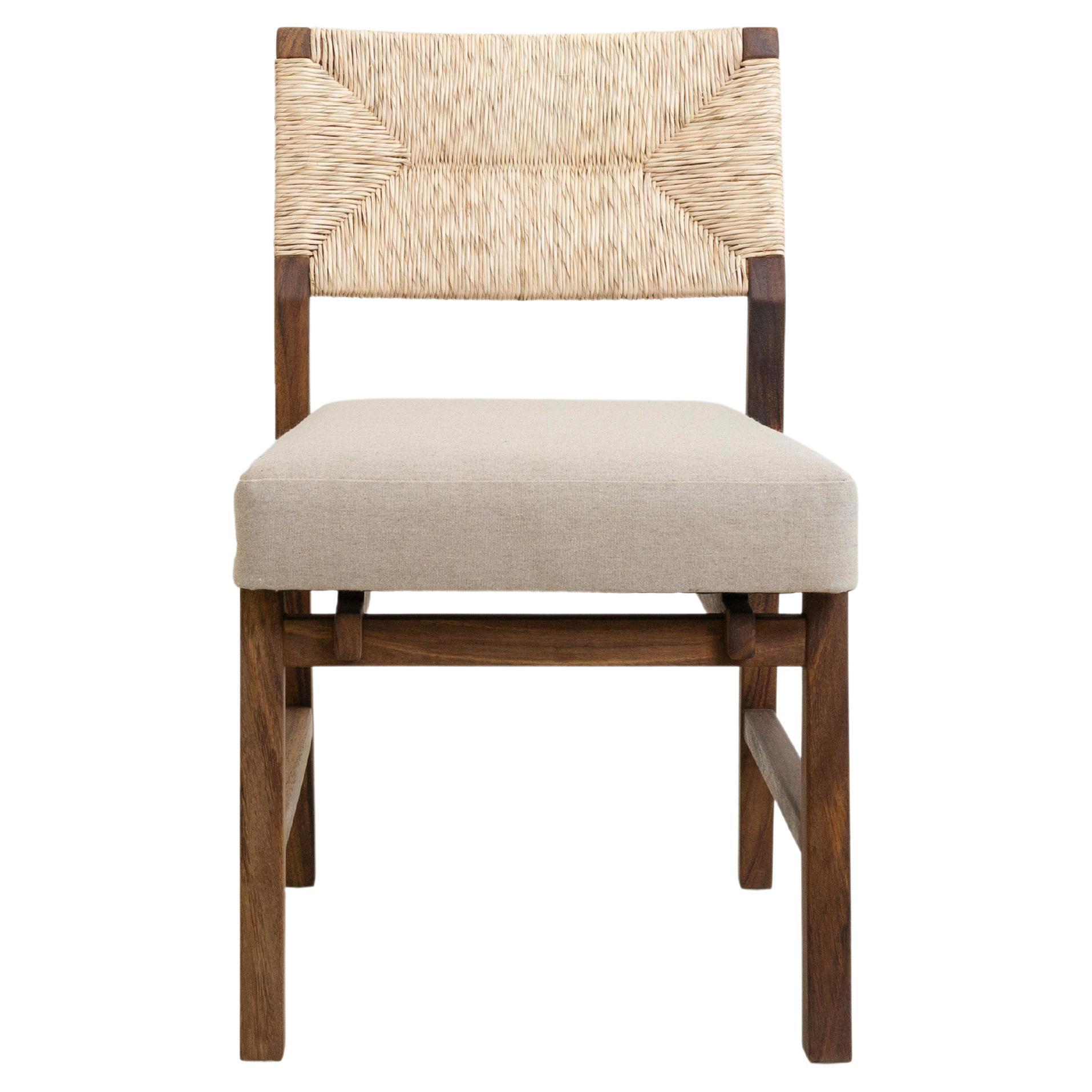 Lago Dining Chair with Natural Palm Fiber Back, Mexican Design (Set 4)