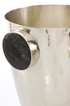 LAGO Large Champagne Bucket, Black Onyx & Alpaca Silver