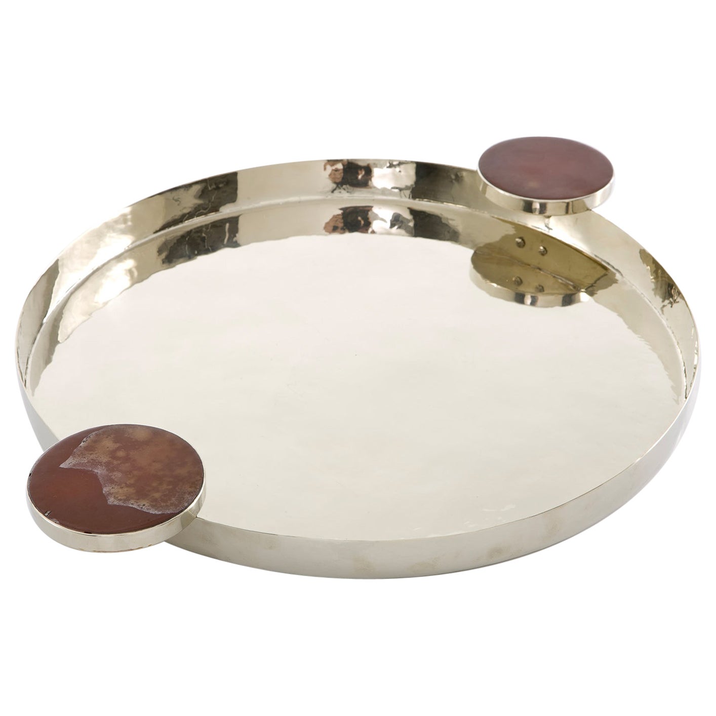 Lago Large Tray, Brown Onyx & Alpaca Silver