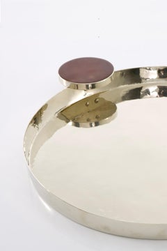 Lago Medium Tray, Brown Onyx & Alpaca Silver