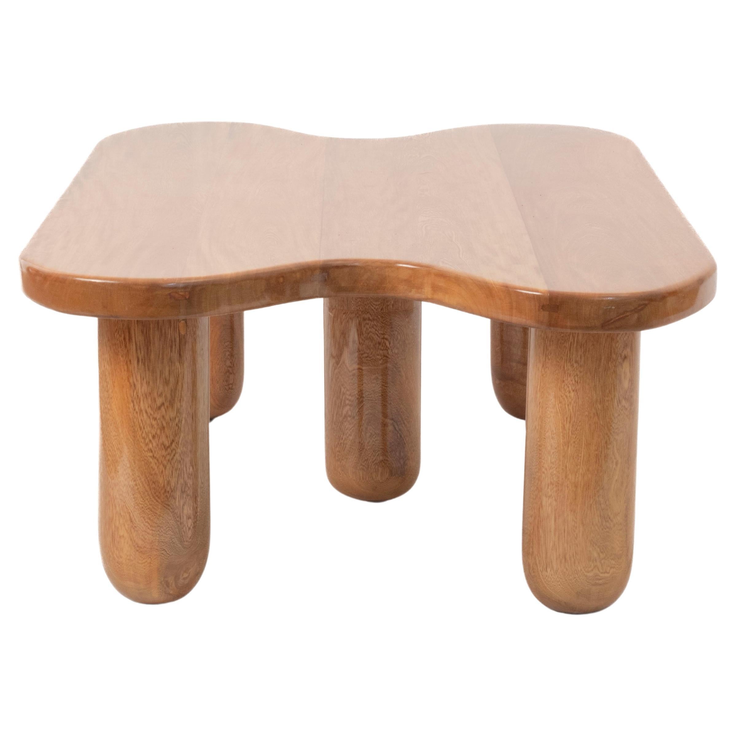 Lago Table in solid Mexican Oak; organic shapes; a contemporary coffee table. For Sale
