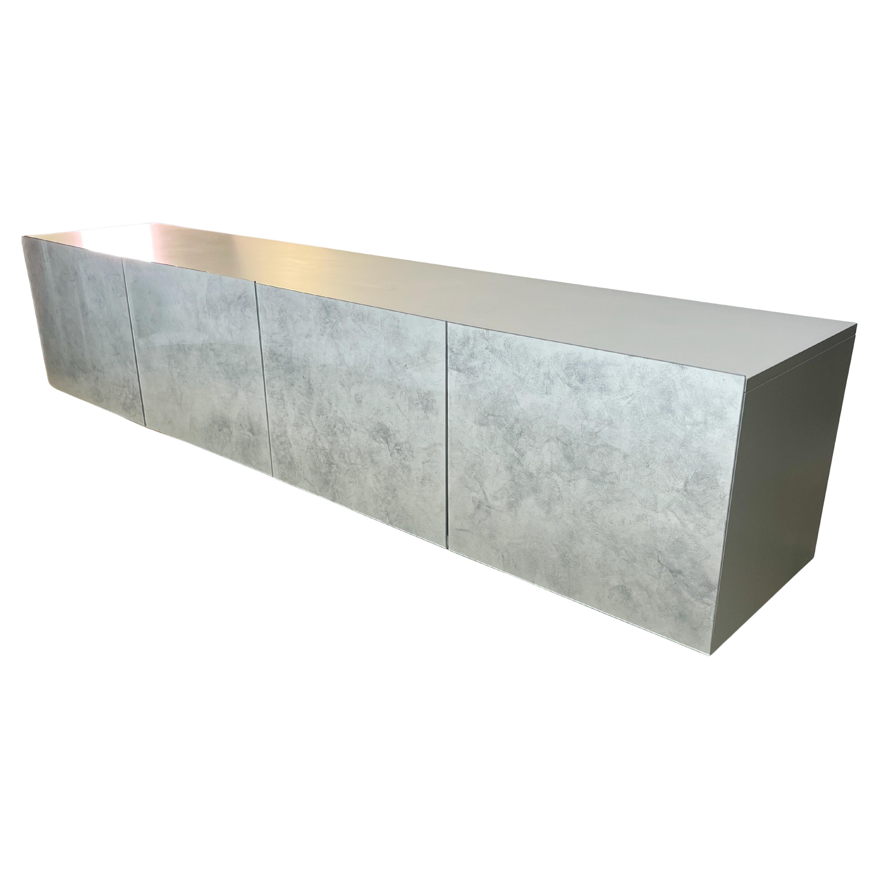Lago Wall Mounted Sideboard Four Silvered Glass Doors