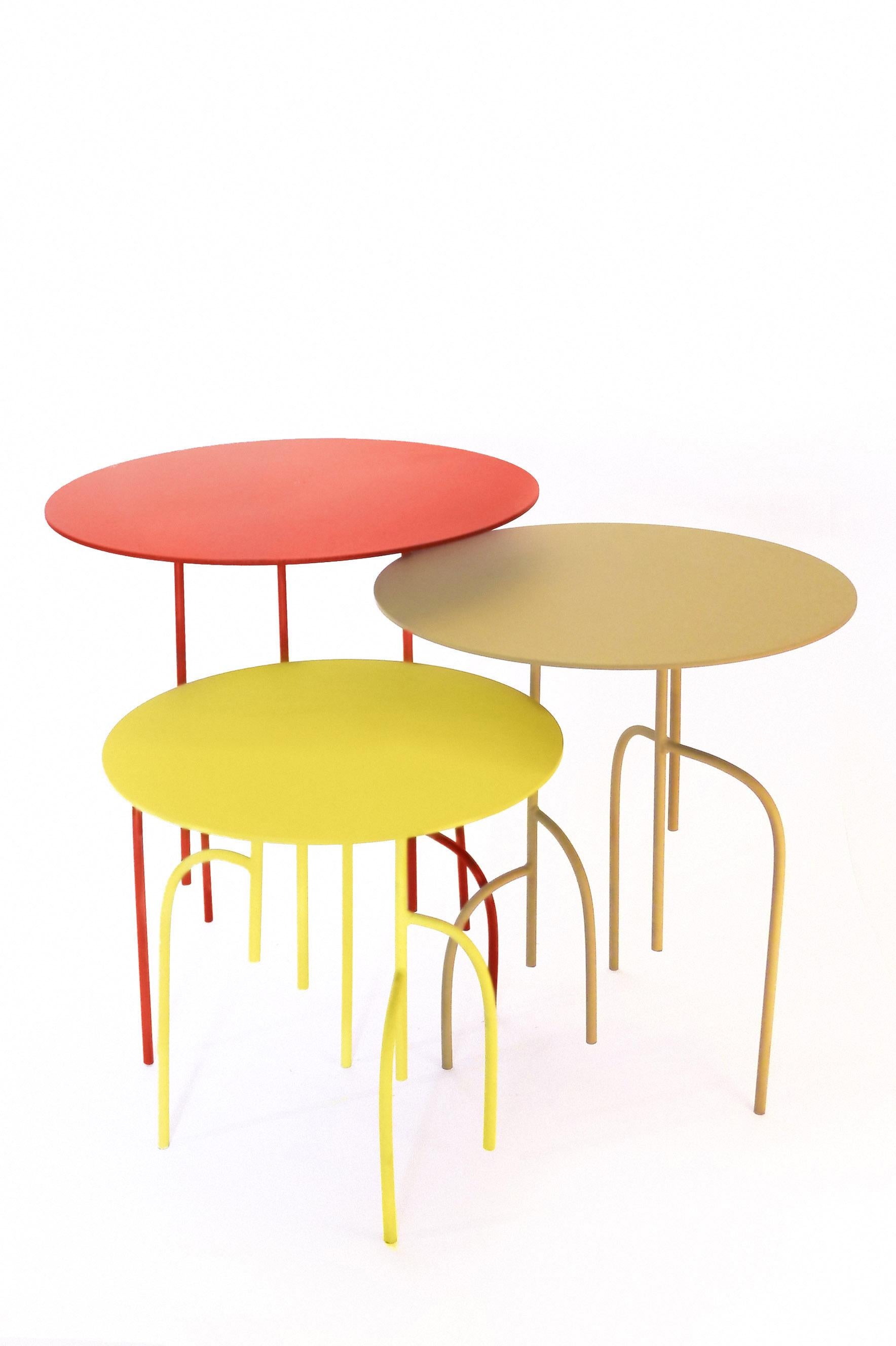 Steel Lagoas Accent Side Round Table 'Small' by Filipe Ramos For Sale