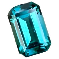 Lagoon Blue Loose Tourmaline 1.60 Carats Emerald Cut Natural Afghan Gemstone