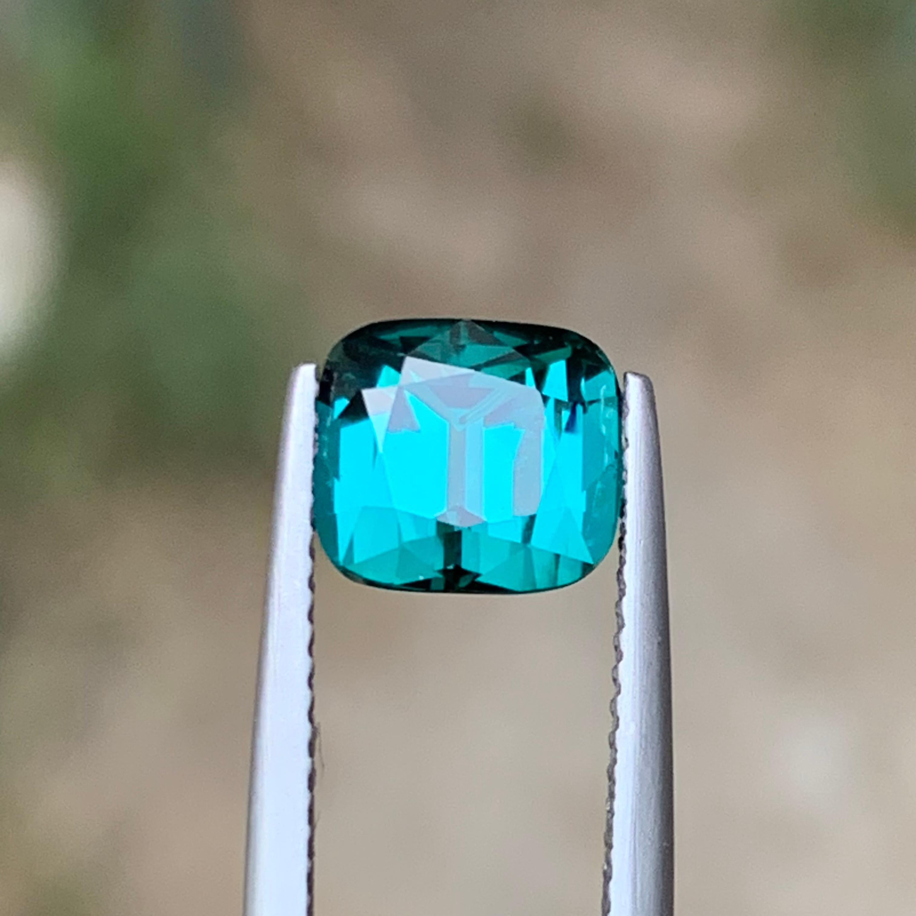 Indigo Blue Natural Tourmaline Ring Loose Gemstone 3.04 Ct Cushion Cut-Jewelry For Sale 5