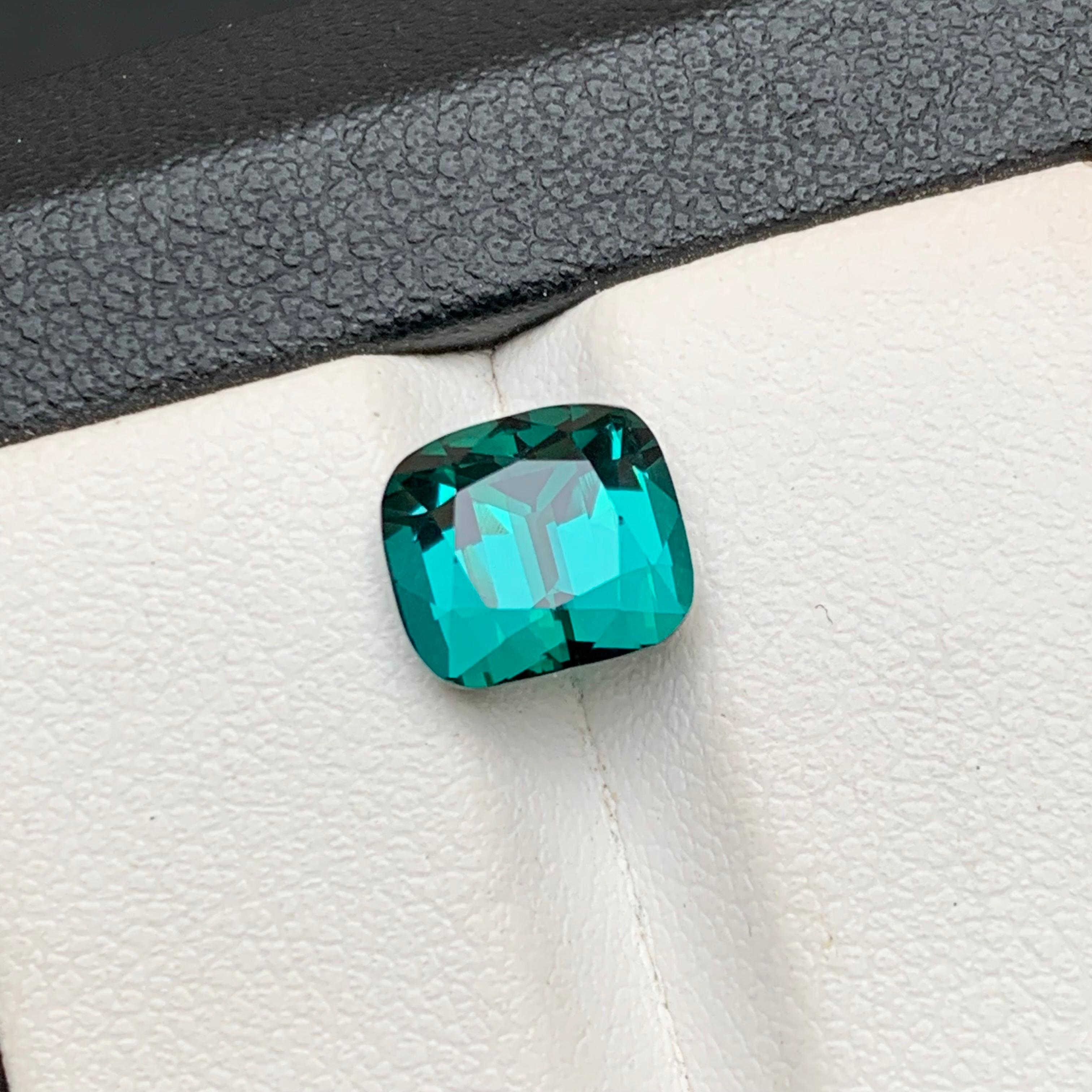 Indigo Blue Natural Tourmaline Ring Loose Gemstone 3.04 Ct Cushion Cut-Jewelry For Sale 8