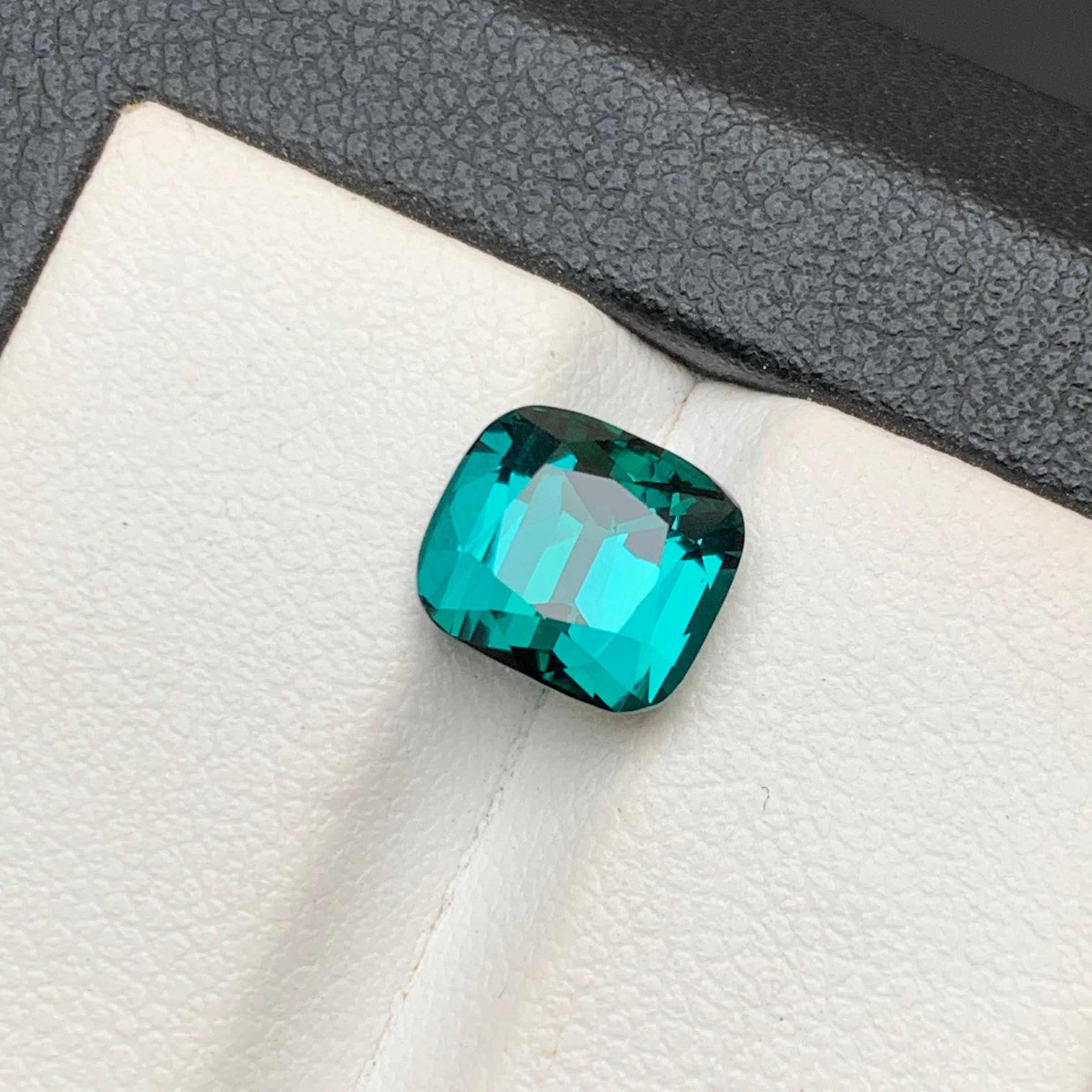 Indigo Blue Natural Tourmaline Ring Loose Gemstone 3.04 Ct Cushion Cut-Jewelry For Sale 9