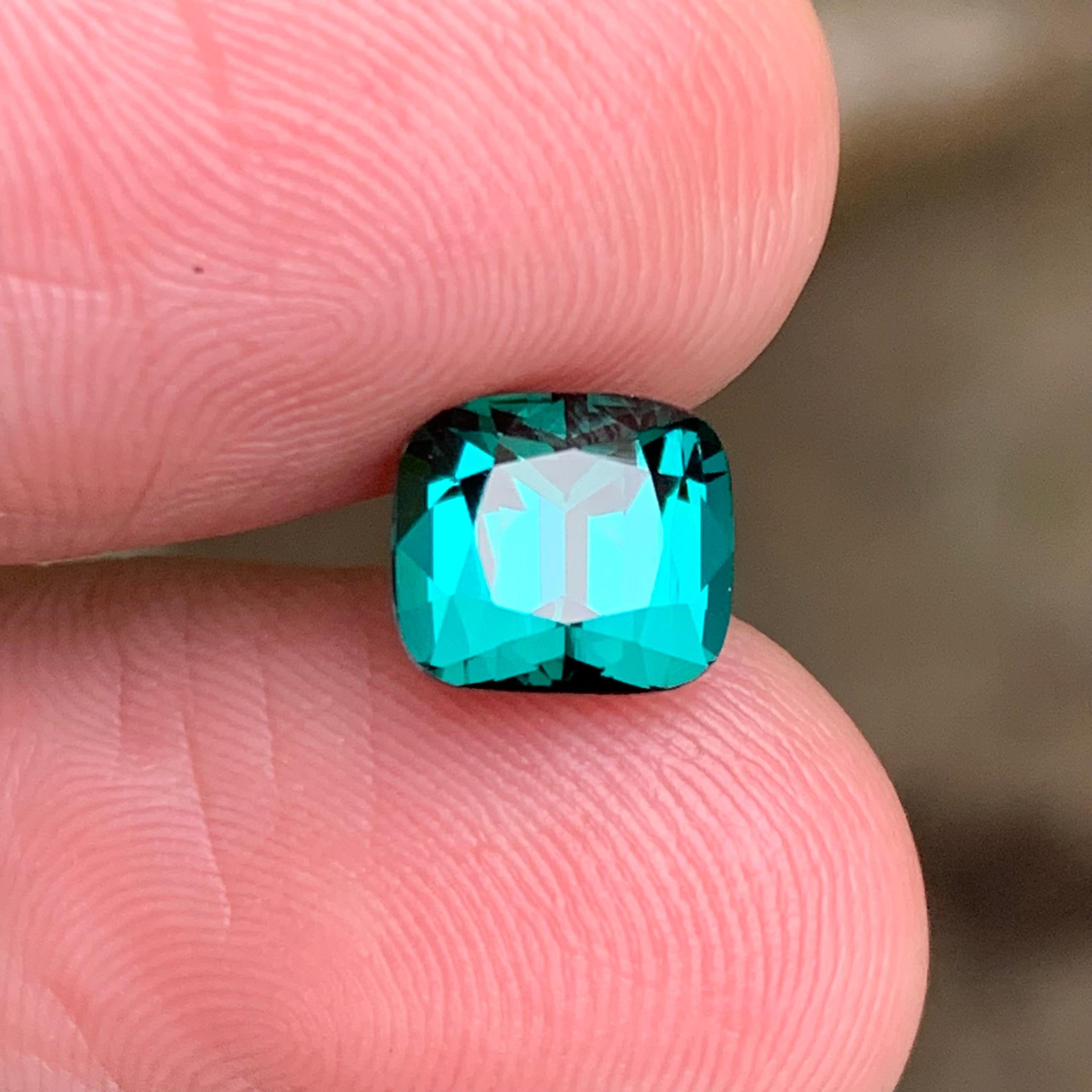 Indigo Blue Natural Tourmaline Ring Loose Gemstone 3.04 Ct Cushion Cut-Jewelry For Sale 1
