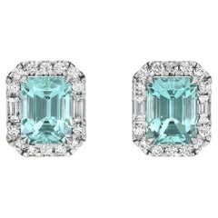 Lagoon Blue Tourmaline Stud Earrings White Gold – Luxury Rare Gemstone jewelry