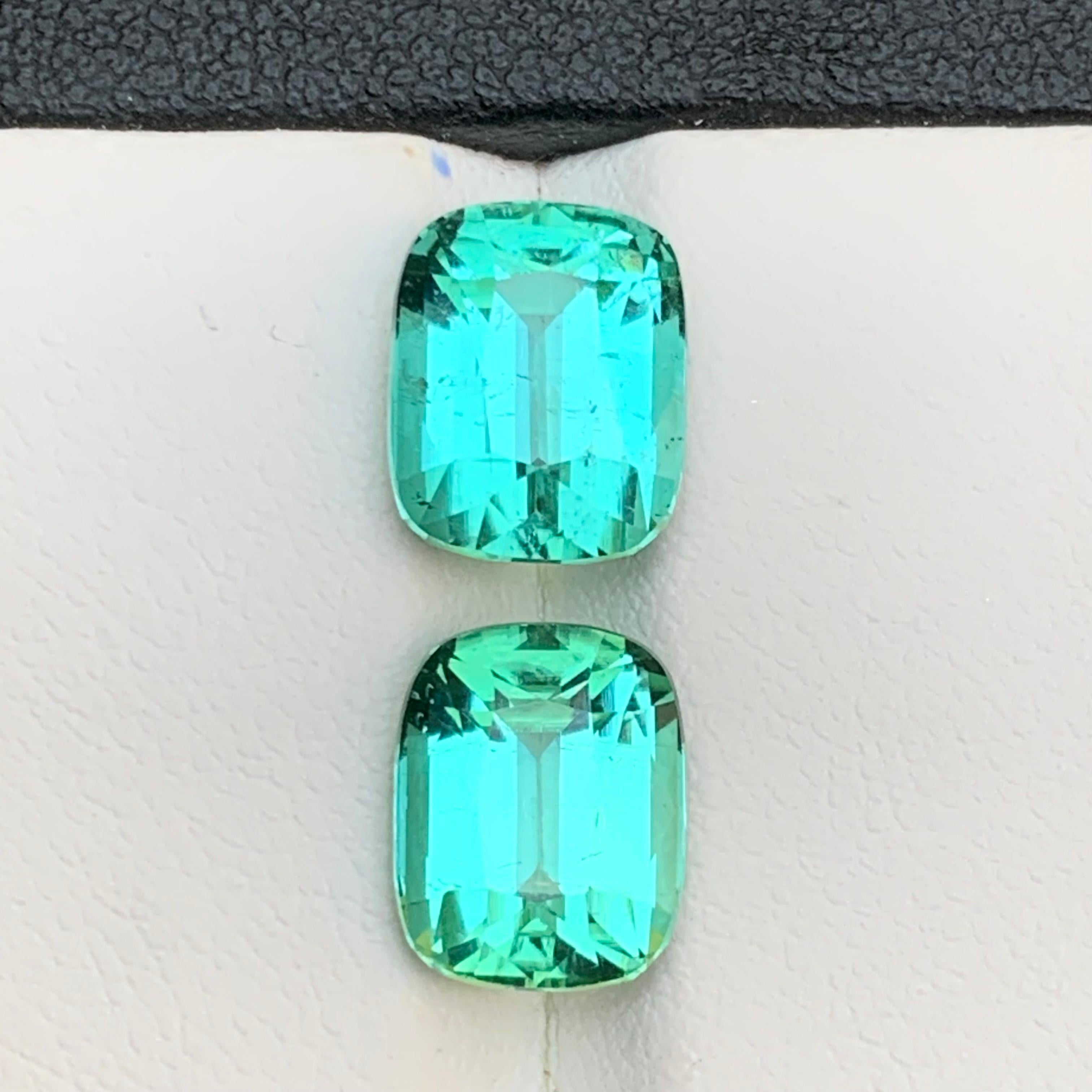 Lagoon Bluish Green Natural Tourmaline Earrings Loose Gemstone Set 8.85 Ct-Jewel For Sale 4