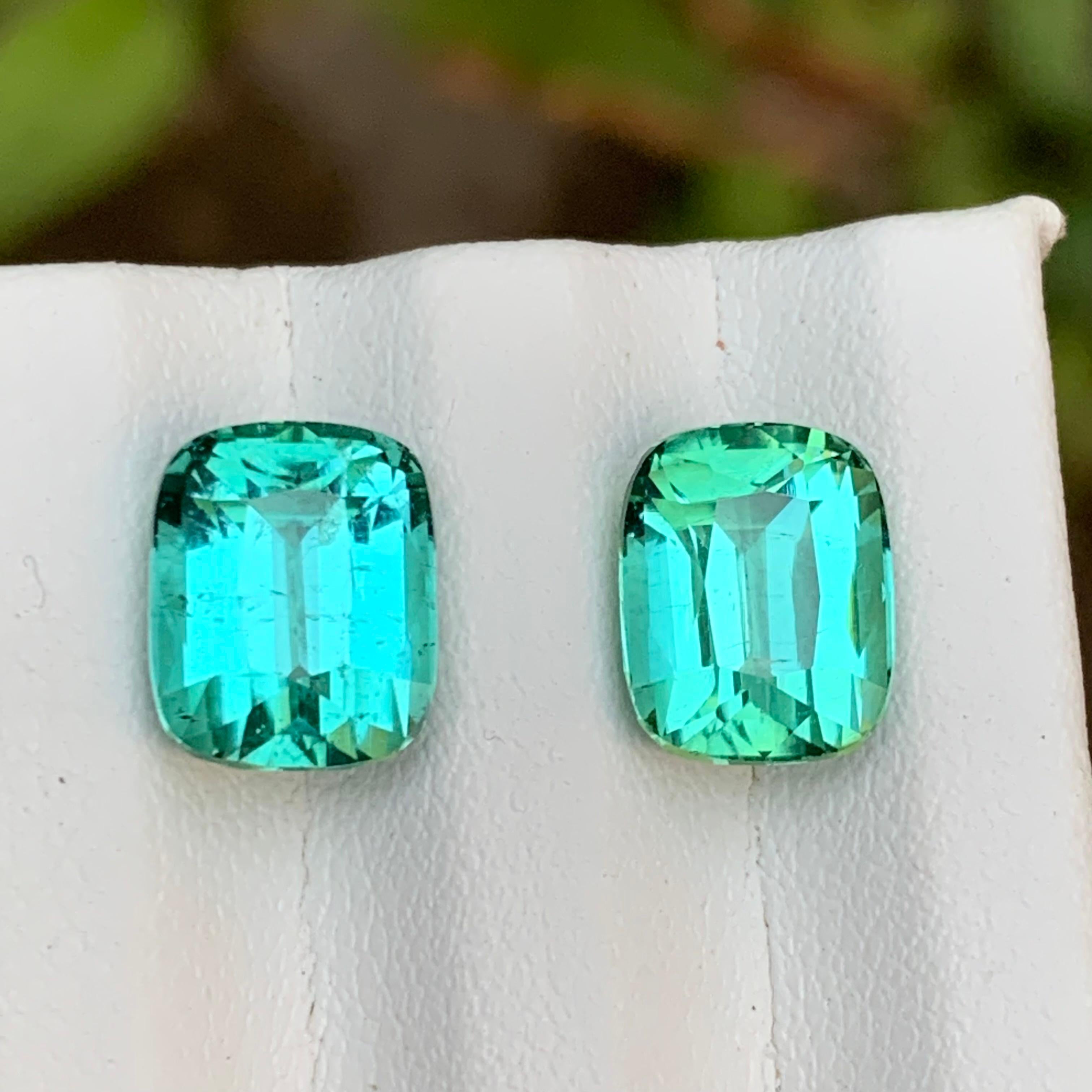 Lagoon Bluish Green Natural Tourmaline Earrings Loose Gemstone Set 8.85 Ct-Jewel For Sale 5