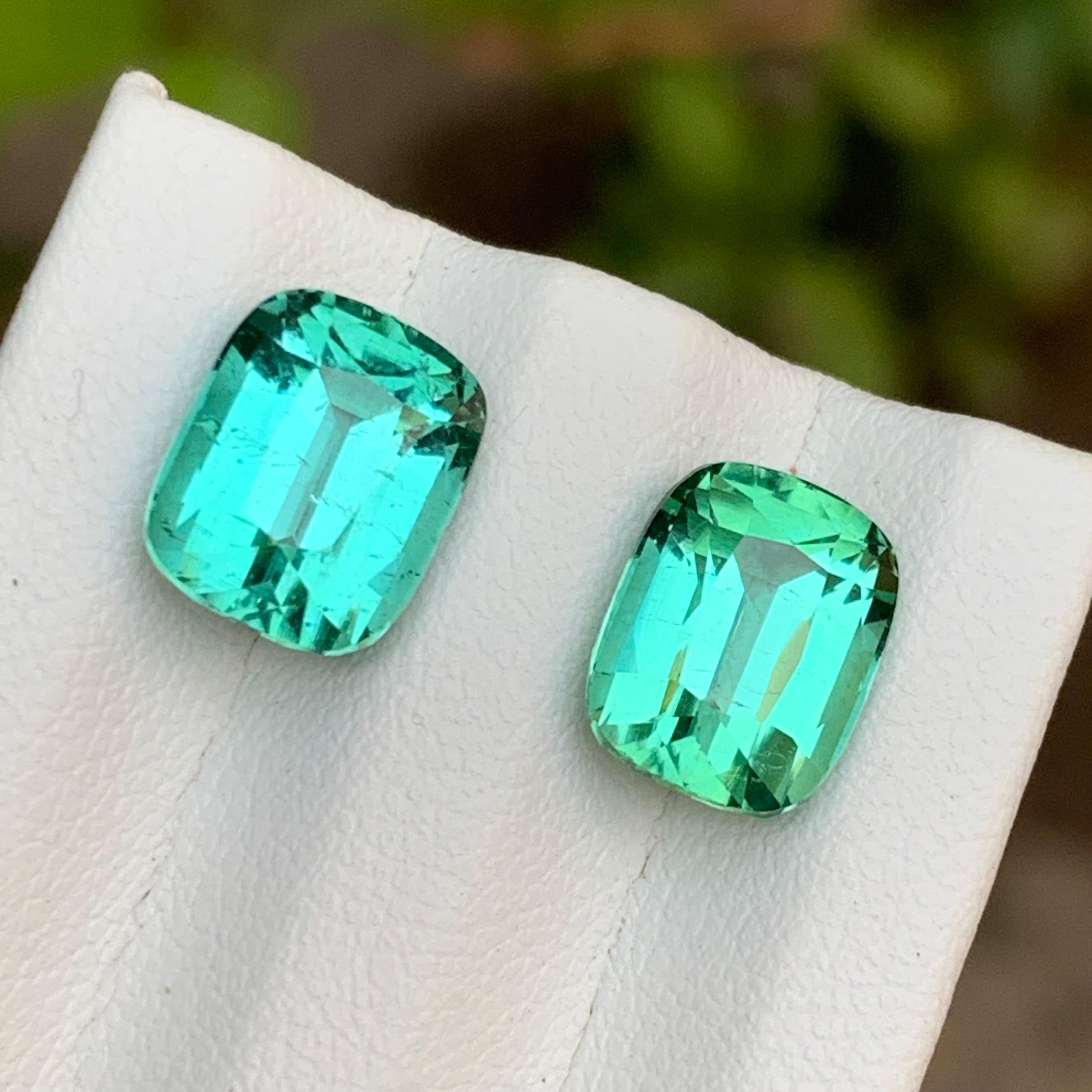 Lagoon Bluish Green Natural Tourmaline Earrings Loose Gemstone Set 8.85 Ct-Jewel For Sale 6