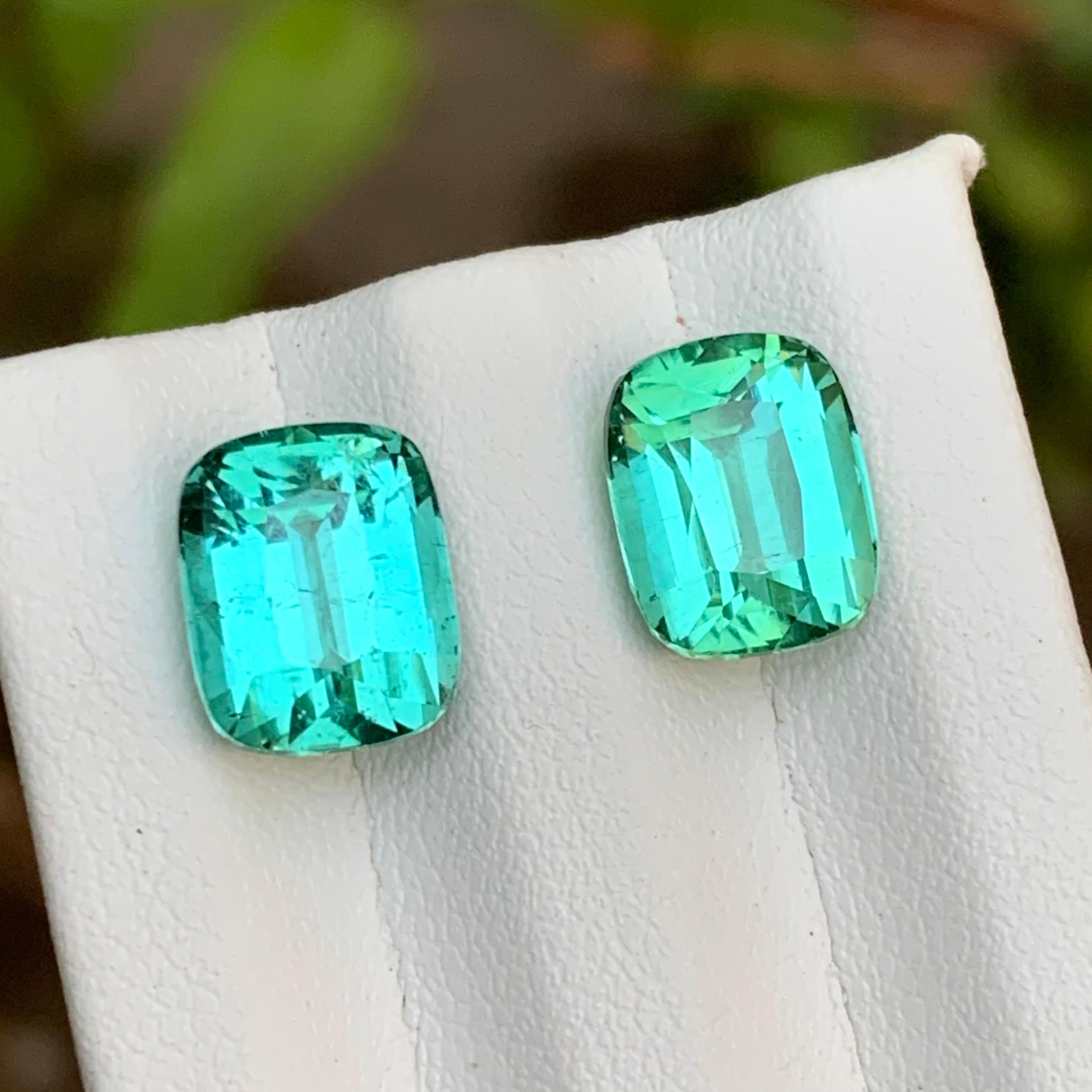 Rare Vibrant Lagoon Bluish Green Natural Tourmaline Loose Gemstone near to Pair Set, for Earrings, Necklace Pendant, or any other Jewelry Setting-Cushion Cut from Kunar Afghanistan!!

💎 GEMSTONE TYPE: Tourmaline
⚖️ WEIGHT: 8.85 Carat
🪚 SHAPE &
