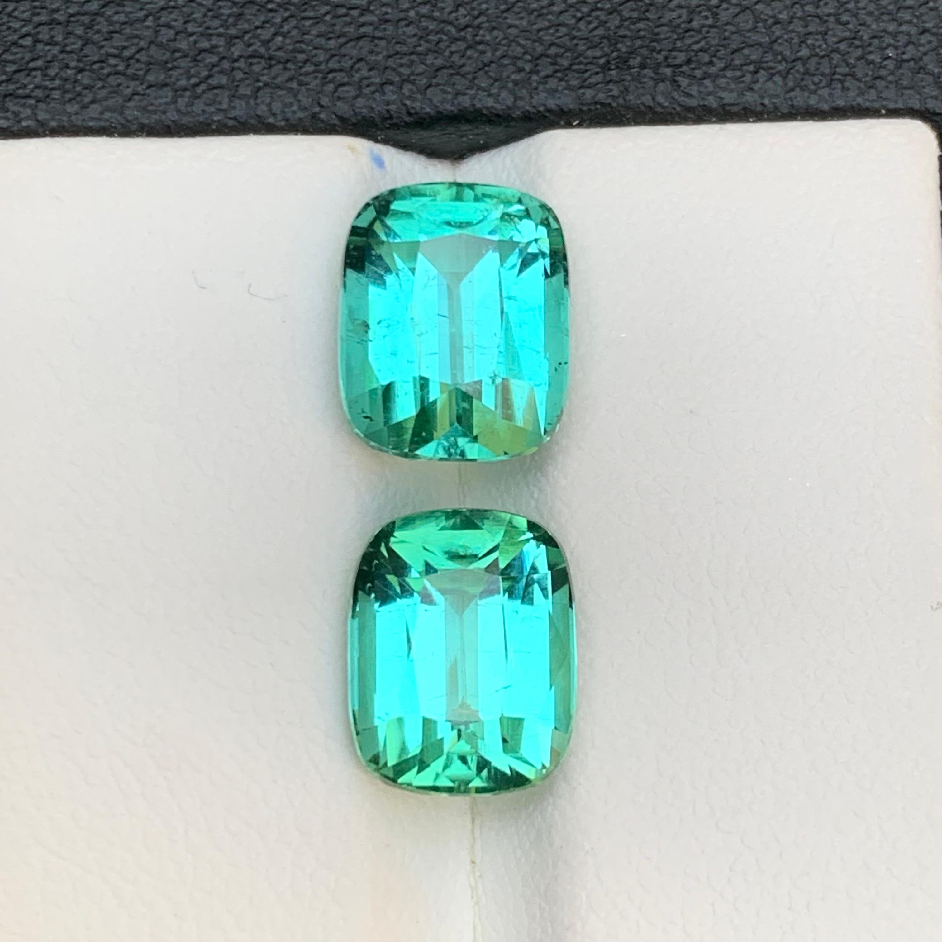 Women's or Men's Lagoon Bluish Green Natural Tourmaline Earrings Loose Gemstone Set 8.85 Ct-Jewel For Sale