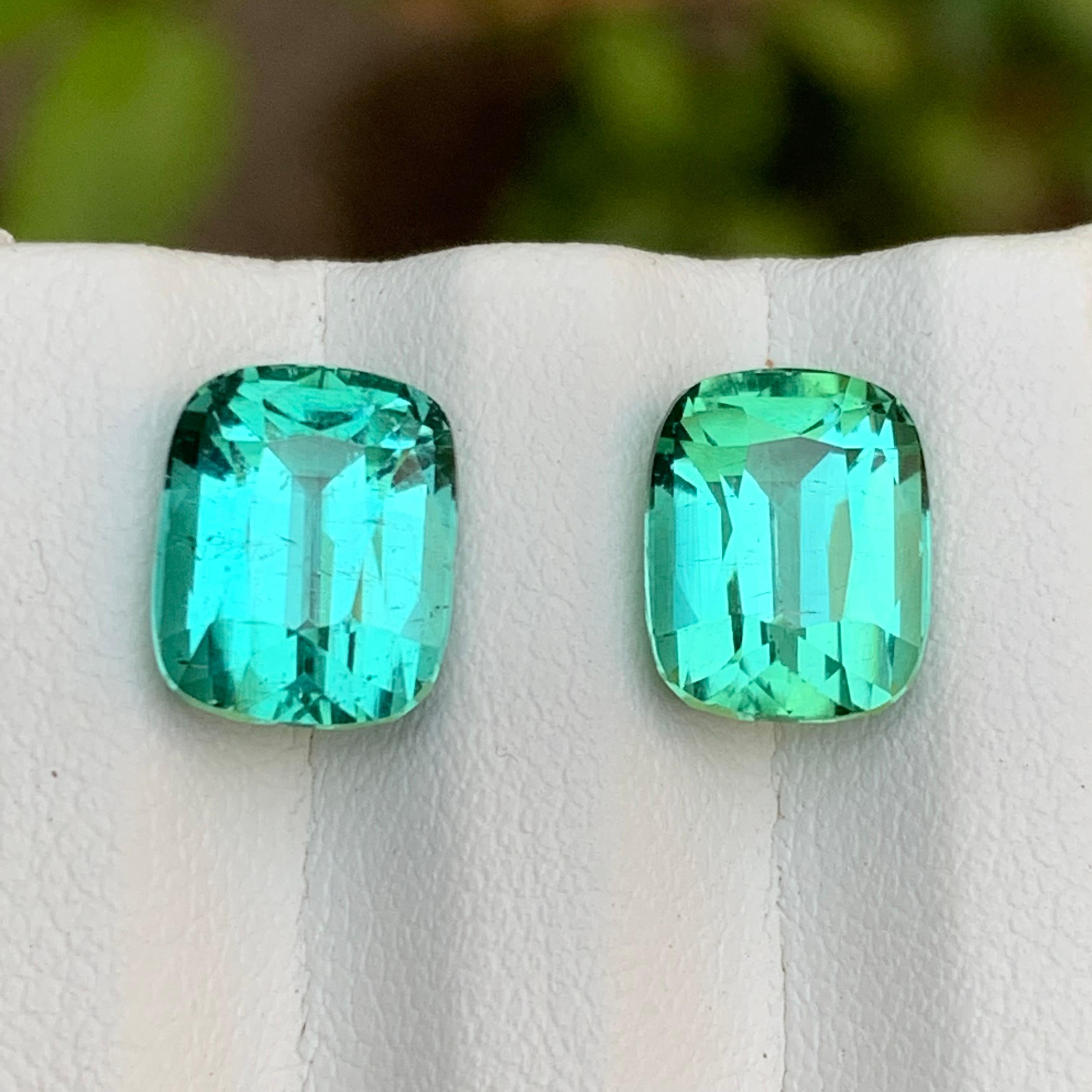 Lagoon Bluish Green Natural Tourmaline Earrings Loose Gemstone Set 8.85 Ct-Jewel For Sale 1