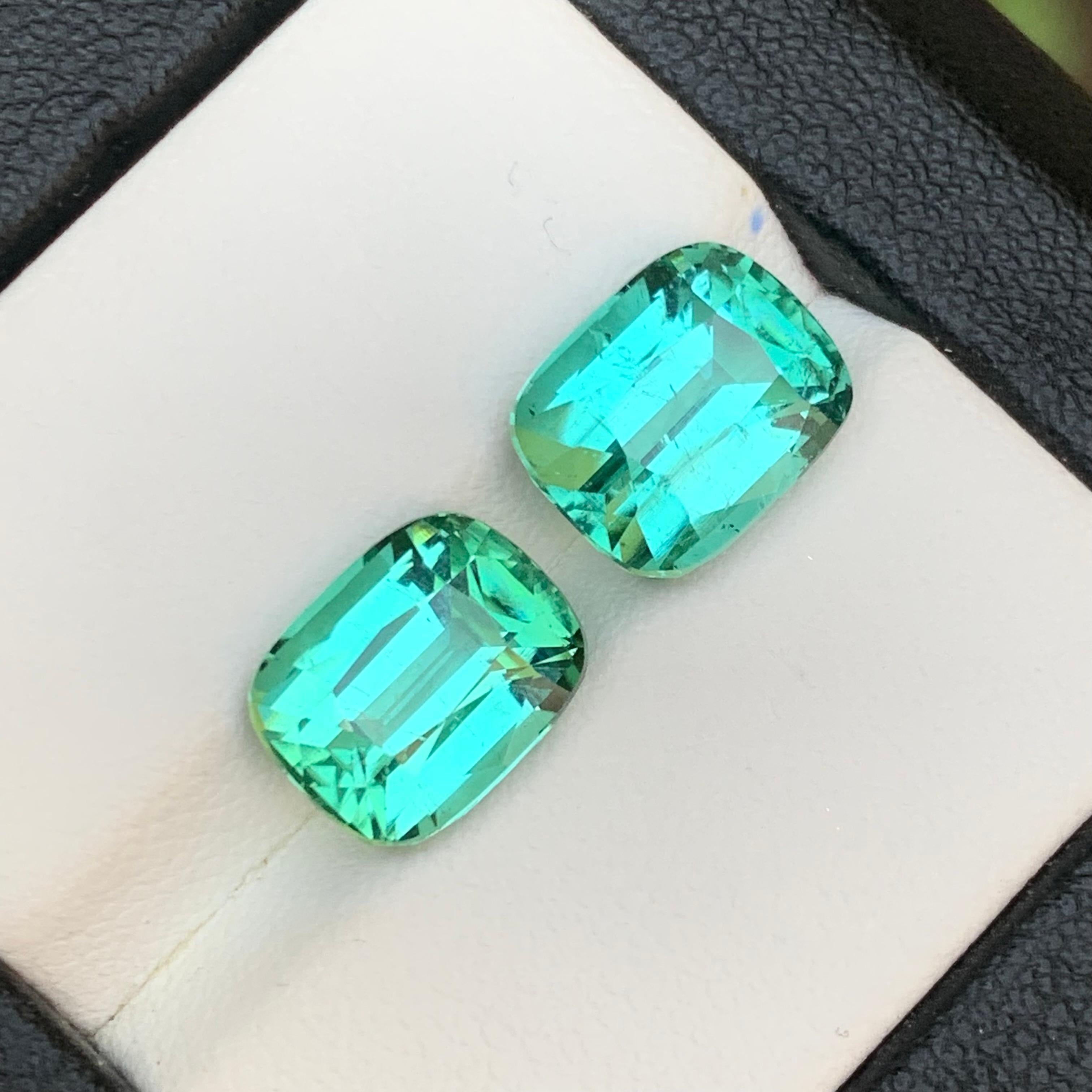 Lagoon Bluish Green Natural Tourmaline Earrings Loose Gemstone Set 8.85 Ct-Jewel For Sale 2