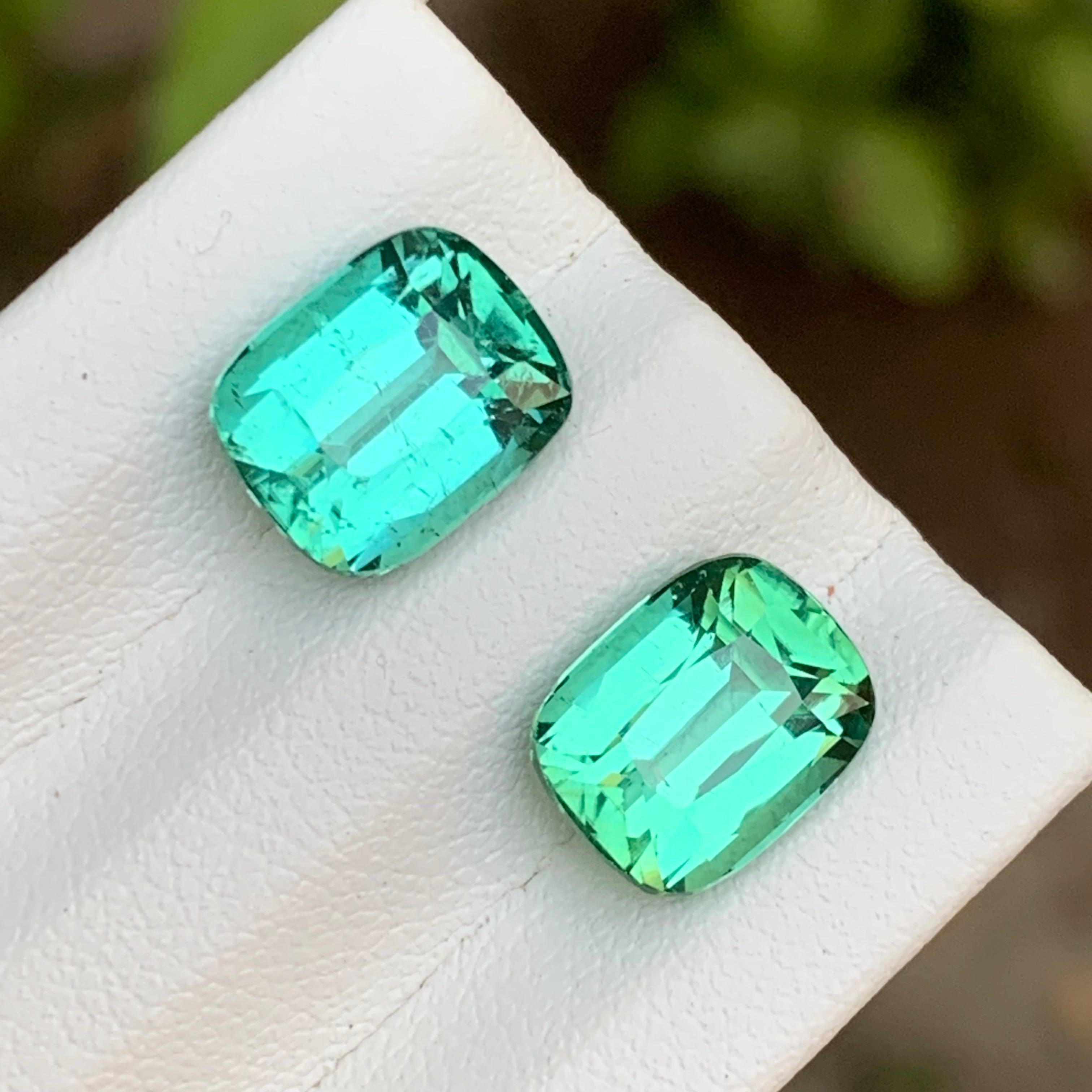 Lagoon Bluish Green Natural Tourmaline Earrings Loose Gemstone Set 8.85 Ct-Jewel For Sale 3